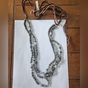 Chan Luu Multi-Strand Gray and Silver Beaded Necklace NWT